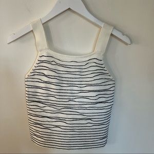 Club Monaco White Black Textured Tank XS